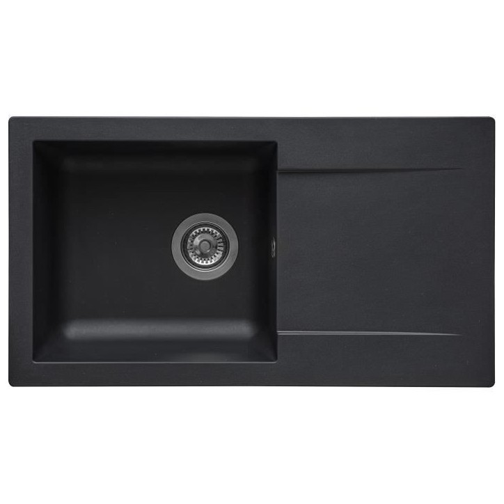 STRADOUR Evier a encastrer EINNA, en SMC NOIR PAILLETE - 06, 1 bac, dim. 78 * 43,5 cm, vidage manuel