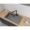 STRADOUR Evier a encastrer EINNA, en SMC GRIS BETON - 16, 1 bac, dim.