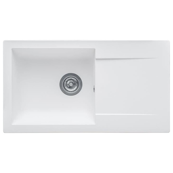 STRADOUR Evier a encastrer EINNA, en SMC BLANC UNI - 17, 1 bac, dim. 78 * 43,5 cm, vidage manuel STRADOUR Evier a encastrer EINNA, en SMC BLANC UNI - 17, 1 bac, dim. 78 * 43,5 cm, vidage manuel