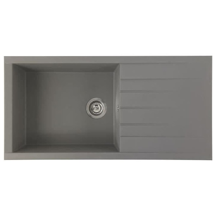 STRADOUR Evier a encastrer CUBE, en SMC GRIS BETON - 16, 1 bac, dim. 100 * 50 cm, vidage manuel