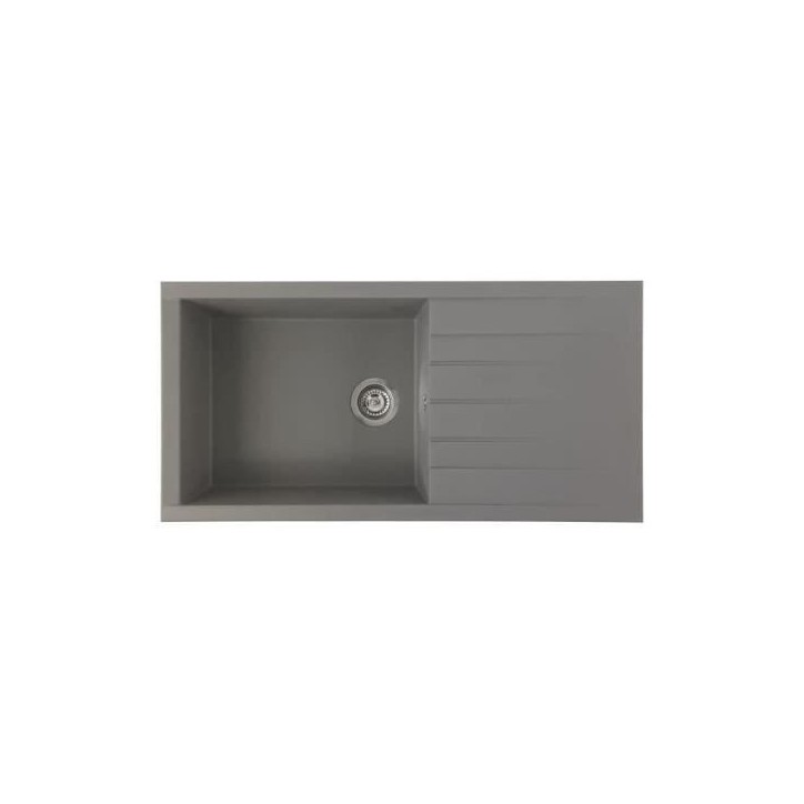 STRADOUR Evier a encastrer CUBE, en SMC GRIS BETON - 16, 1 bac, dim. 100 * 50 cm, vidage manuel