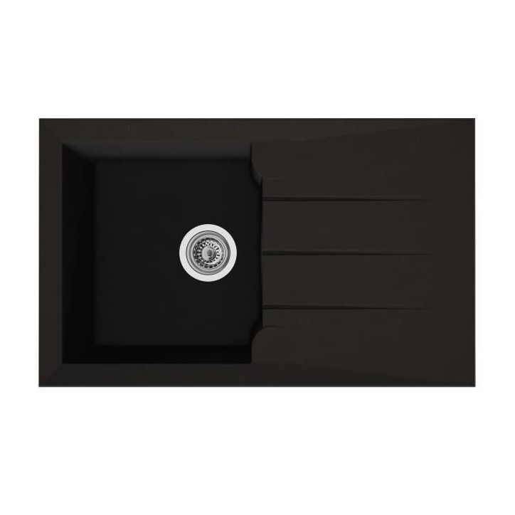 Evier - Résine BMC - Noir - A encastrer - STRADOUR - Alineo 1C - 81 x 50 cm Evier - Résine BMC - Noir - A encastrer - STRADOUR - Alineo 1C - 81 x 50 cm