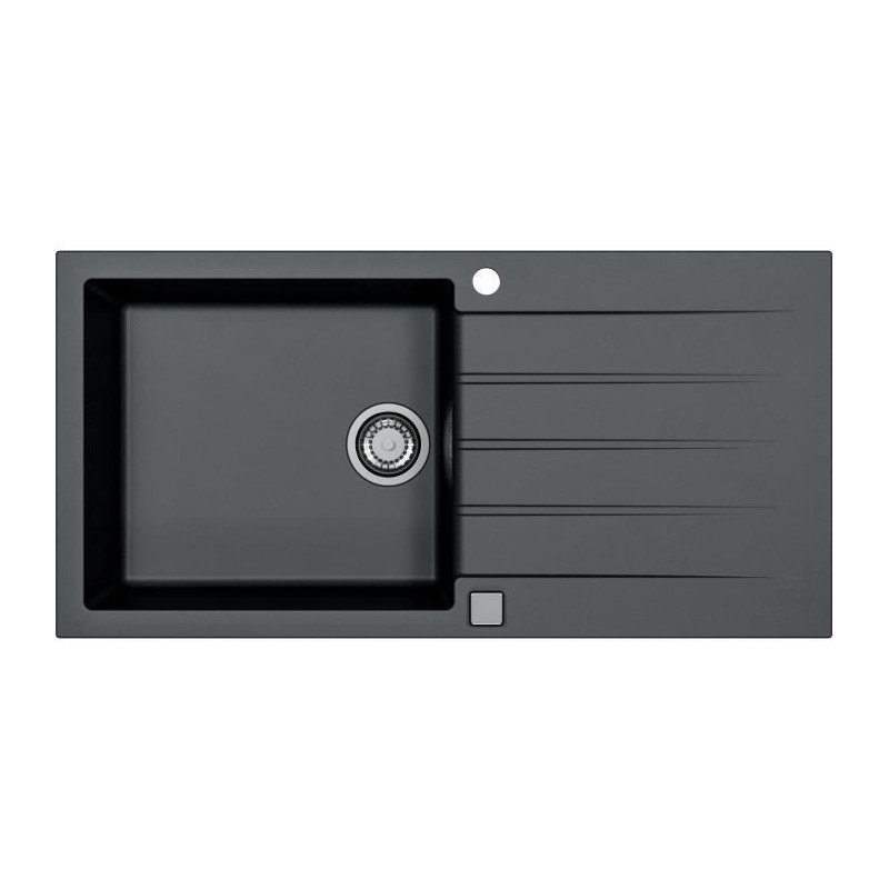 Evier a encastrer - Granit - Noir - 1 grand bac - 100 x 50 cm - CADIT