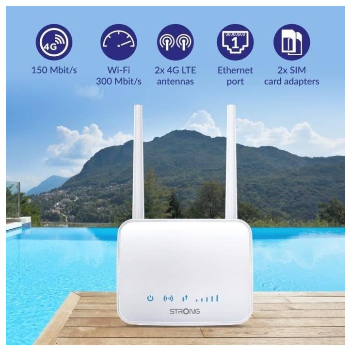 Modem Routeur - STRONG - 4G LTE ROUTER - Connexion Haut Débit - Jusqu'a 300 Mbit/s Modem Routeur - STRONG - 4G LTE ROUTER - Connexion Haut Débit - Jusqu'a 300 Mbit/s