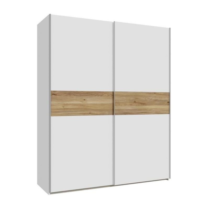 Armoire de chambre - SAGITTA - Blanc mat - 2 portes coulissantes - 170 Armoire de chambre - SAGITTA - Blanc mat - 2 portes coulissantes - 170