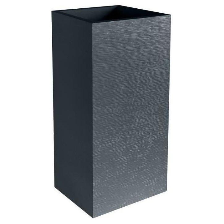 Bac a fleurs Carré Haut 40 cm - EDA - Graphit - 31 L - 39,5 x 39,5 x H. 80 cm - Gris Anthracite