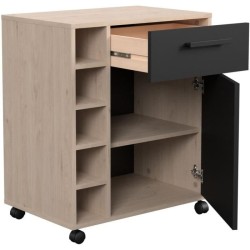 STUDIO - Desserte - 1 porte 1 tiroir - 5 casiers range bouteilles - 60