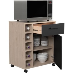 STUDIO - Desserte - 1 porte 1 tiroir - 5 casiers range bouteilles - 60