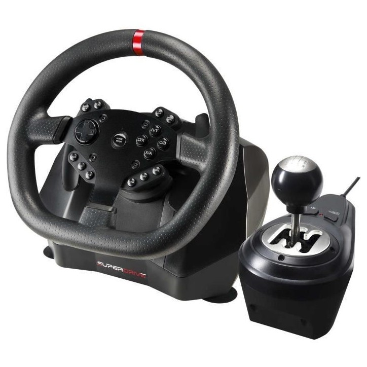 Volant de course - SUPERDRIVE - GS950-X - 900° - Levier de vitesse manuel - 3 pédales - Palettes Volant de course - SUPERDRIVE - GS950-X - 900° - Levier de vitesse manuel - 3 pédales - Palettes