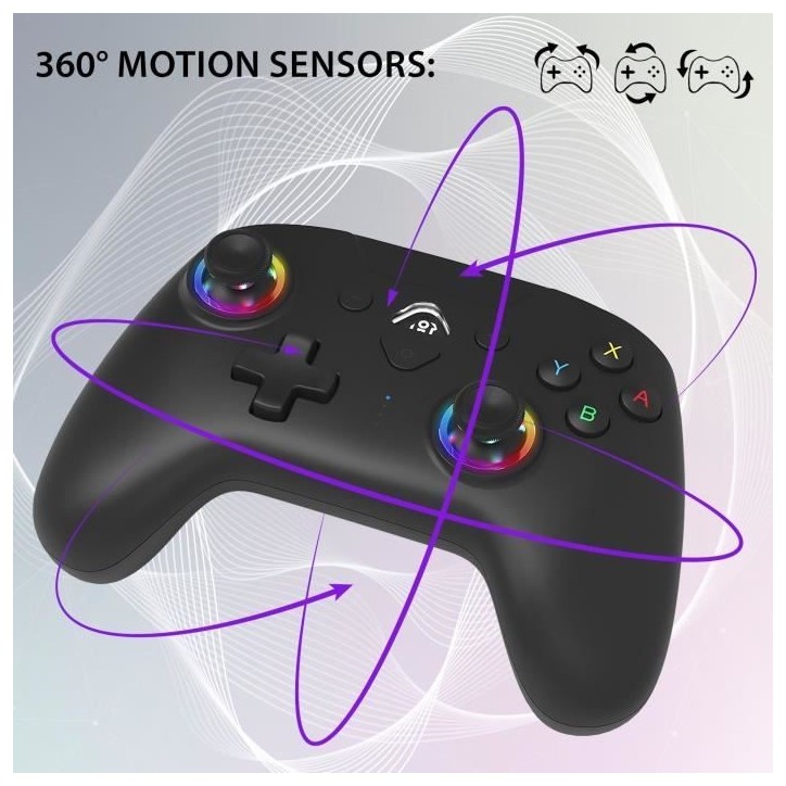 Manette sans fil - SUBSONIC - Switch 2 / Switch - LEDs programmables - Vibrations - Gyroscope - Noire Manette sans fil - SUBSONIC - Switch 2 / Switch - LEDs programmables - Vibrations - Gyroscope - Noire
