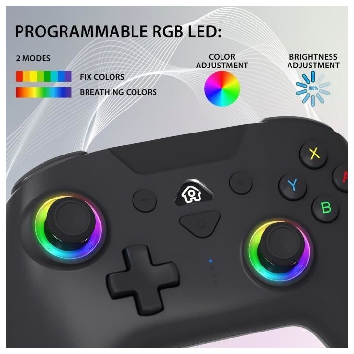 Manette sans fil - SUBSONIC - Switch 2 / Switch - LEDs programmables - Vibrations - Gyroscope - Noire Manette sans fil - SUBSONIC - Switch 2 / Switch - LEDs programmables - Vibrations - Gyroscope - Noire