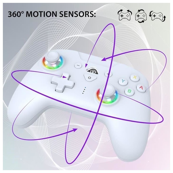 Manette sans fil - SUBSONIC - Switch 2 / Switch - LEDs programmables - Vibrations - Gyroscope - Blanc Manette sans fil - SUBSONIC - Switch 2 / Switch - LEDs programmables - Vibrations - Gyroscope - Blanc