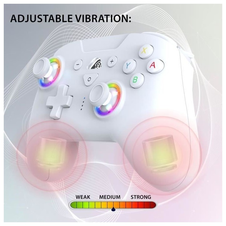 Manette sans fil - SUBSONIC - Switch 2 / Switch - LEDs programmables - Vibrations - Gyroscope - Blanc Manette sans fil - SUBSONIC - Switch 2 / Switch - LEDs programmables - Vibrations - Gyroscope - Blanc