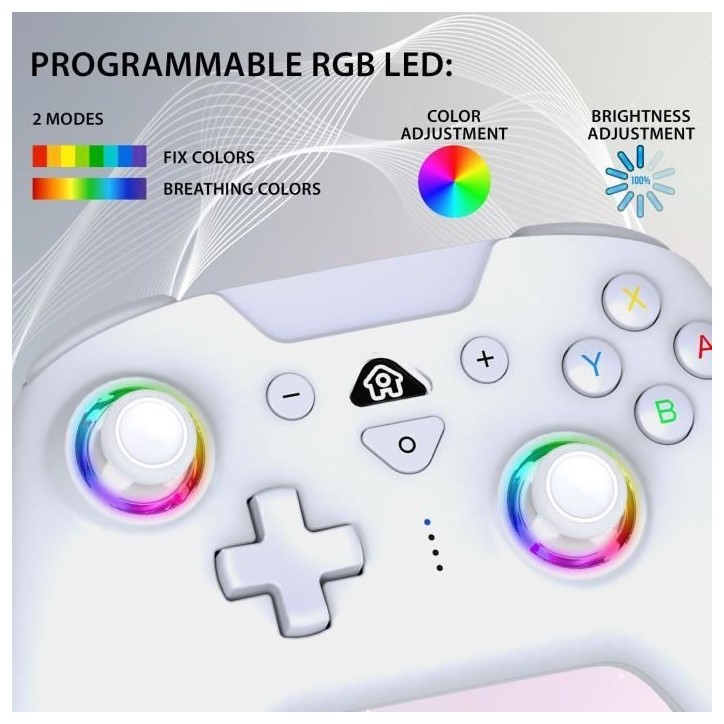 Manette sans fil - SUBSONIC - Switch 2 / Switch - LEDs programmables - Vibrations - Gyroscope - Blanc Manette sans fil - SUBSONIC - Switch 2 / Switch - LEDs programmables - Vibrations - Gyroscope - Blanc