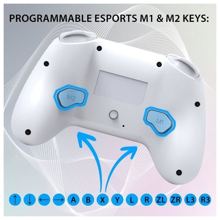Manette sans fil - SUBSONIC - Switch 2 / Switch - LEDs programmables - Vibrations - Gyroscope - Blanc Manette sans fil - SUBSONIC - Switch 2 / Switch - LEDs programmables - Vibrations - Gyroscope - Blanc