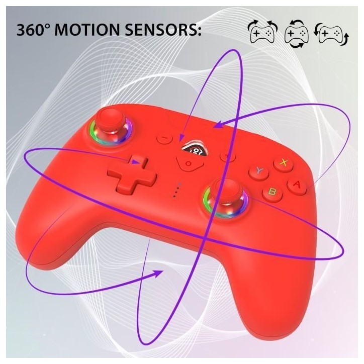 Manette sans fil - SUBSONIC - Switch 2 / Switch - LEDs programmables - Vibrations - Gyroscope - Rouge Manette sans fil - SUBSONIC - Switch 2 / Switch - LEDs programmables - Vibrations - Gyroscope - Rouge