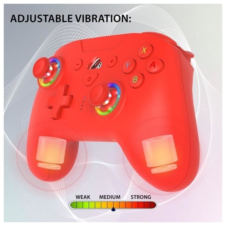 Manette sans fil - SUBSONIC - Switch 2 / Switch - LEDs programmables - Vibrations - Gyroscope - Rouge Manette sans fil - SUBSONIC - Switch 2 / Switch - LEDs programmables - Vibrations - Gyroscope - Rouge