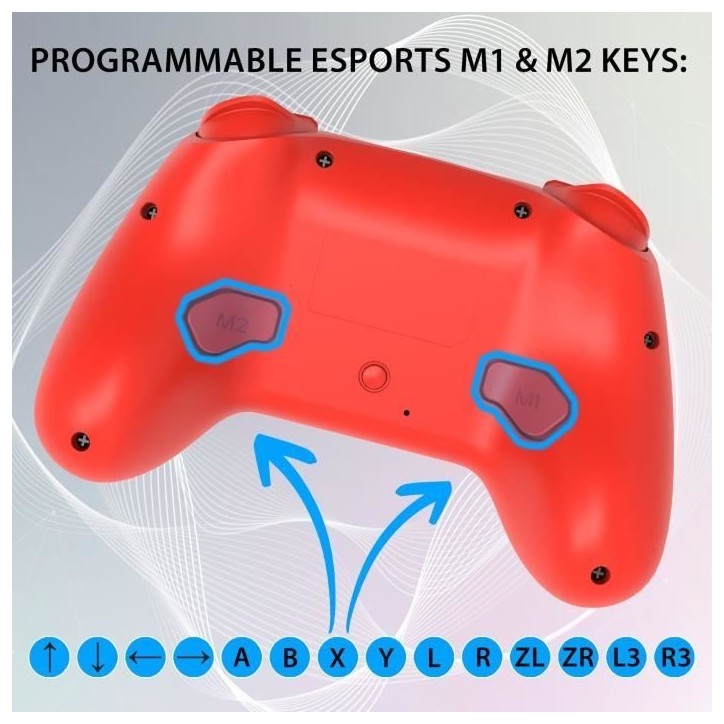 Manette sans fil - SUBSONIC - Switch 2 / Switch - LEDs programmables - Vibrations - Gyroscope - Rouge Manette sans fil - SUBSONIC - Switch 2 / Switch - LEDs programmables - Vibrations - Gyroscope - Rouge