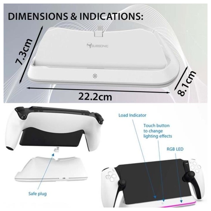 Station de recharge - SUBSONIC - Chargeur PS Portal a LED - Support avec LED RVB - Accessoire PS Portal Station de recharge - SUBSONIC - Chargeur PS Portal a LED - Support avec LED RVB - Accessoire PS Portal