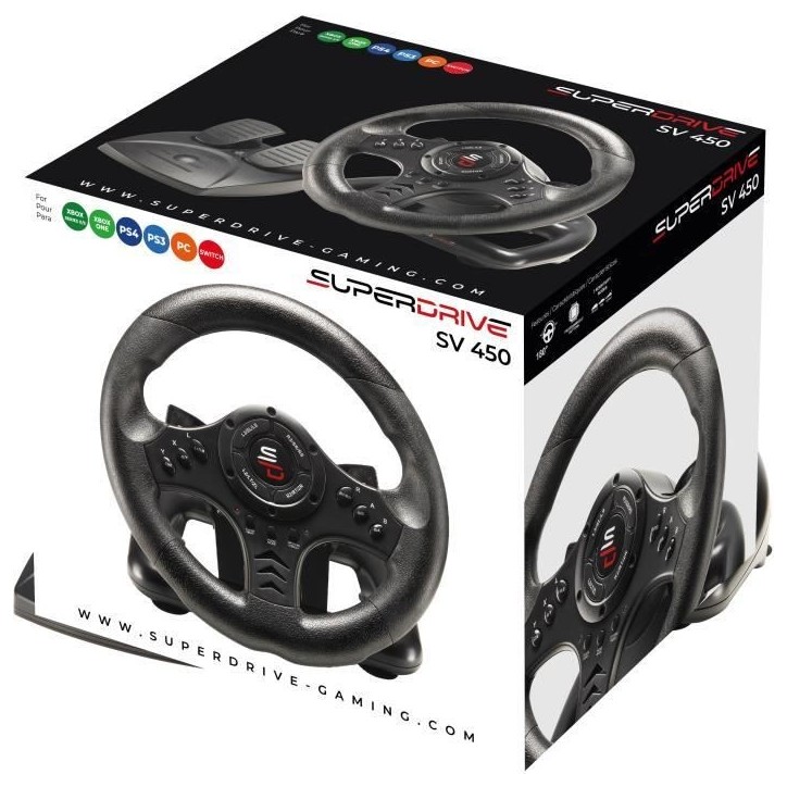 Volant de course - SUPERDRIVE - SV450 - Avec pédalier - Palettes de vitesses - Multi-plateformes