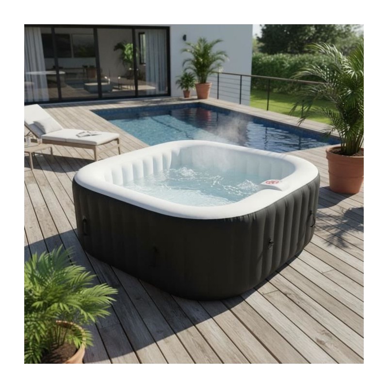 Spa gonflable SUNSPA - AC01 - 157 x 67 cm - 4 places - Carré (Livré Spa gonflable SUNSPA - AC01 - 157 x 67 cm - 4 places - Carré (Livré