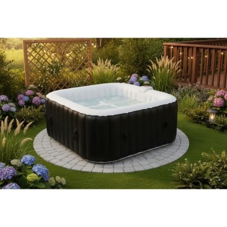 Spa gonflable SUNSPA - AC01 - 157 x 67 cm - 4 places - Carré (Livré avec filtre, cadenas, tapis de sol et couverture)