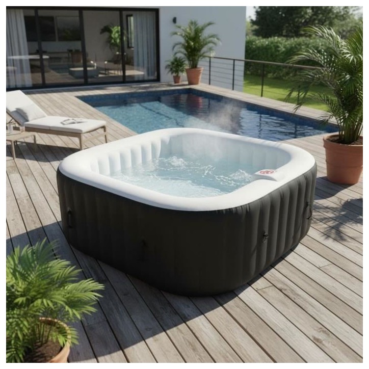 Spa gonflable SUNSPA - AC02 - 185 x 65 cm - 6 places - Carré (Livré avec filtre, cadenas, tapis de sol et couverture) Spa gonflable SUNSPA - AC02 - 185 x 65 cm - 6 places - Carré (Livré avec filtre, cadenas, tapis de sol et couverture)