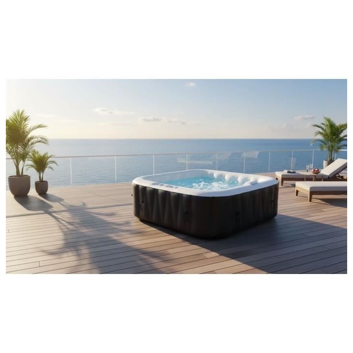 Spa gonflable SUNSPA - AC02 - 185 x 65 cm - 6 places - Carré (Livré avec filtre, cadenas, tapis de sol et couverture) Spa gonflable SUNSPA - AC02 - 185 x 65 cm - 6 places - Carré (Livré avec filtre, cadenas, tapis de sol et couverture)