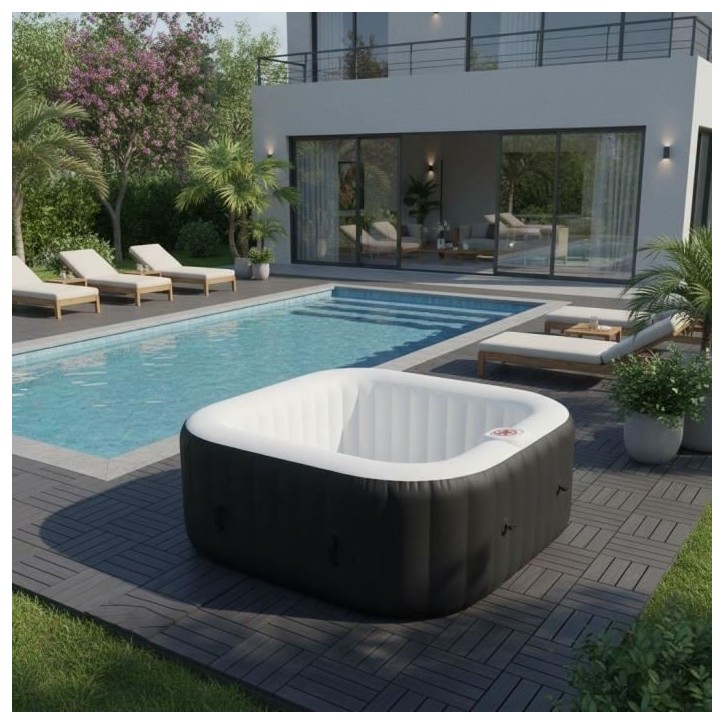 Spa gonflable SUNSPA - AC02 - 185 x 65 cm - 6 places - Carré (Livré avec filtre, cadenas, tapis de sol et couverture) Spa gonflable SUNSPA - AC02 - 185 x 65 cm - 6 places - Carré (Livré avec filtre, cadenas, tapis de sol et couverture)