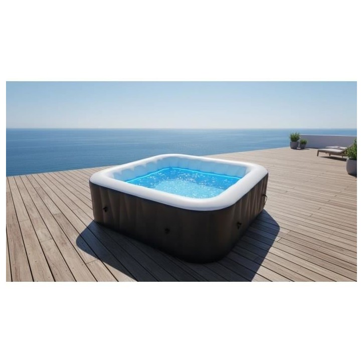 Spa gonflable SUNSPA - AC02 - 185 x 65 cm - 6 places - Carré (Livré avec filtre, cadenas, tapis de sol et couverture) Spa gonflable SUNSPA - AC02 - 185 x 65 cm - 6 places - Carré (Livré avec filtre, cadenas, tapis de sol et couverture)