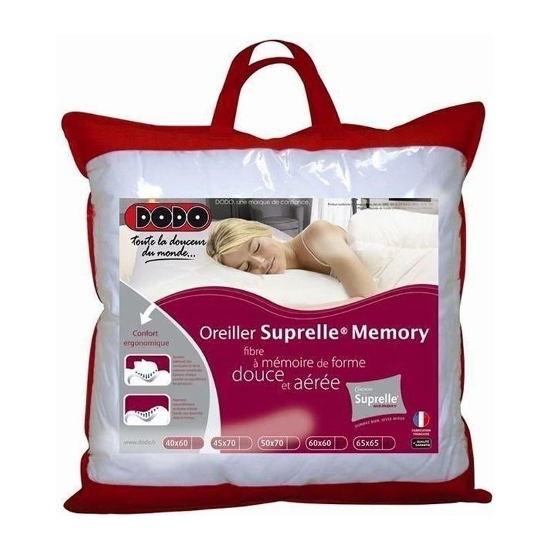 DODO Oreiller a mémoire de forme SUPRELLE MEMORY 65x65cm DODO Oreiller a mémoire de forme SUPRELLE MEMORY 65x65cm