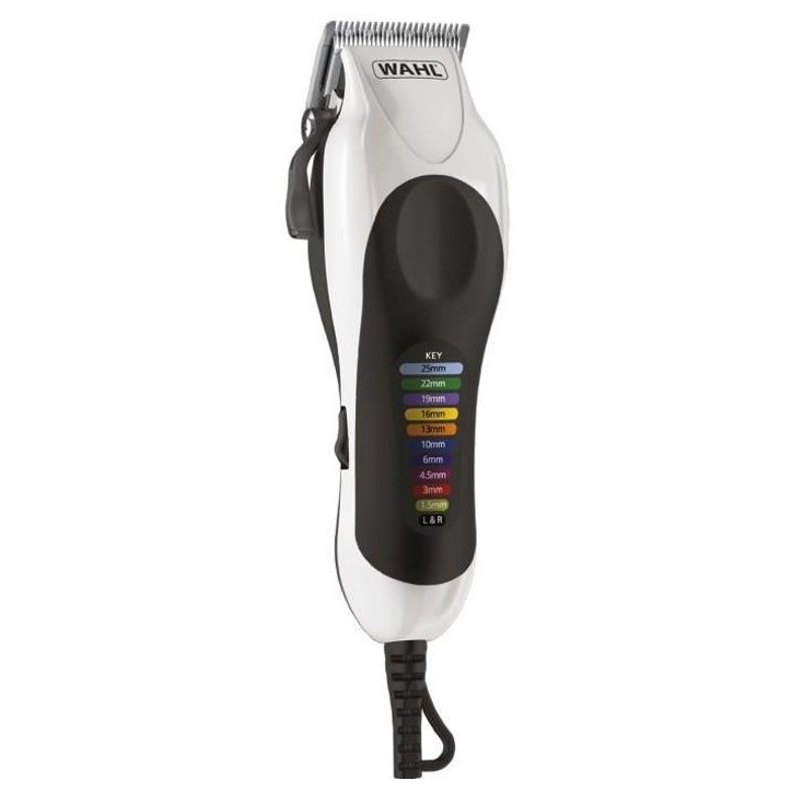 Tondeuse cheveux - WAHL - Color Pro Plus - Lames de précision - Peignes de guidage a code couleur