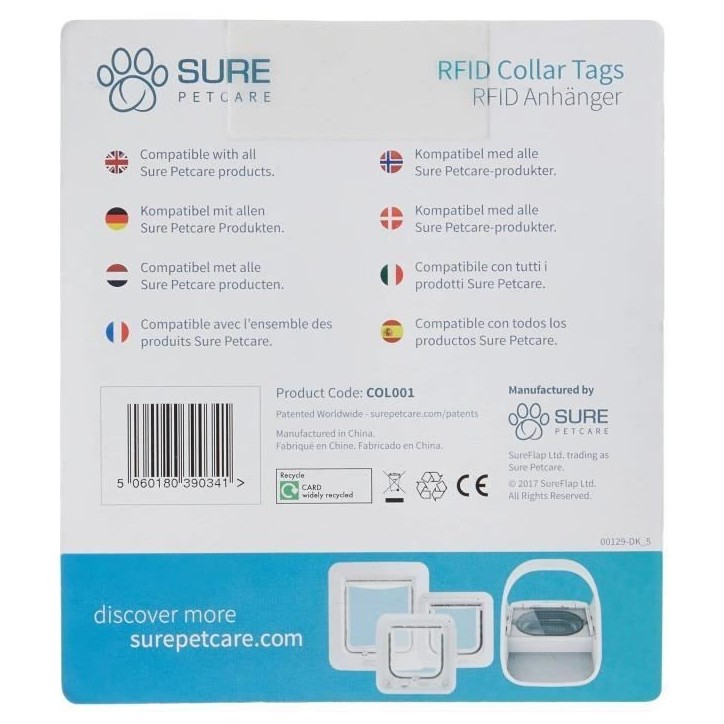 Médaillon d'identification - SUREFLAP - Lot de 2 - Radiofréquence - Compatible extérieur - Pour chats adultes Médaillon d'identification - SUREFLAP - Lot de 2 - Radiofréquence - Compatible extérieur - Pour chats adultes