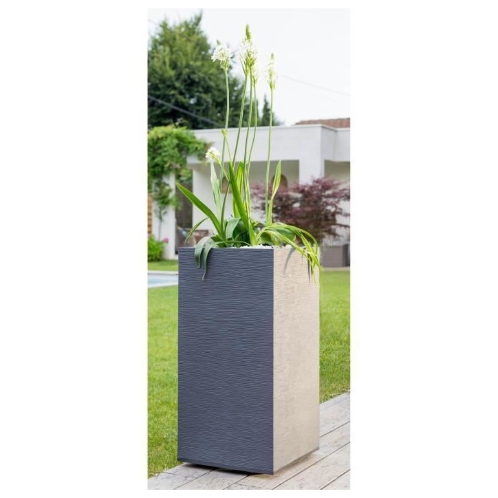 Bac a fleurs Carré Haut 40 cm - EDA - Graphit - 31 L - 39,5 x 39,5 x H. 80 cm - Gris Anthracite