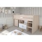 Lit combiné enfant Parisot ZOLA 90x200 cm - 2 portes - Avec bureau - Décor acacia clair et blanc