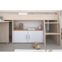 Lit combiné enfant Parisot ZOLA 90x200 cm - 2 portes - Avec bureau -