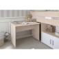 Lit combiné enfant Parisot ZOLA 90x200 cm - 2 portes - Avec bureau - Décor acacia clair et blanc