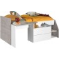 Lit combiné enfant contemporain PARISOT KIM - gris loft et blanc - l 90 x L 190 ou 200 cm