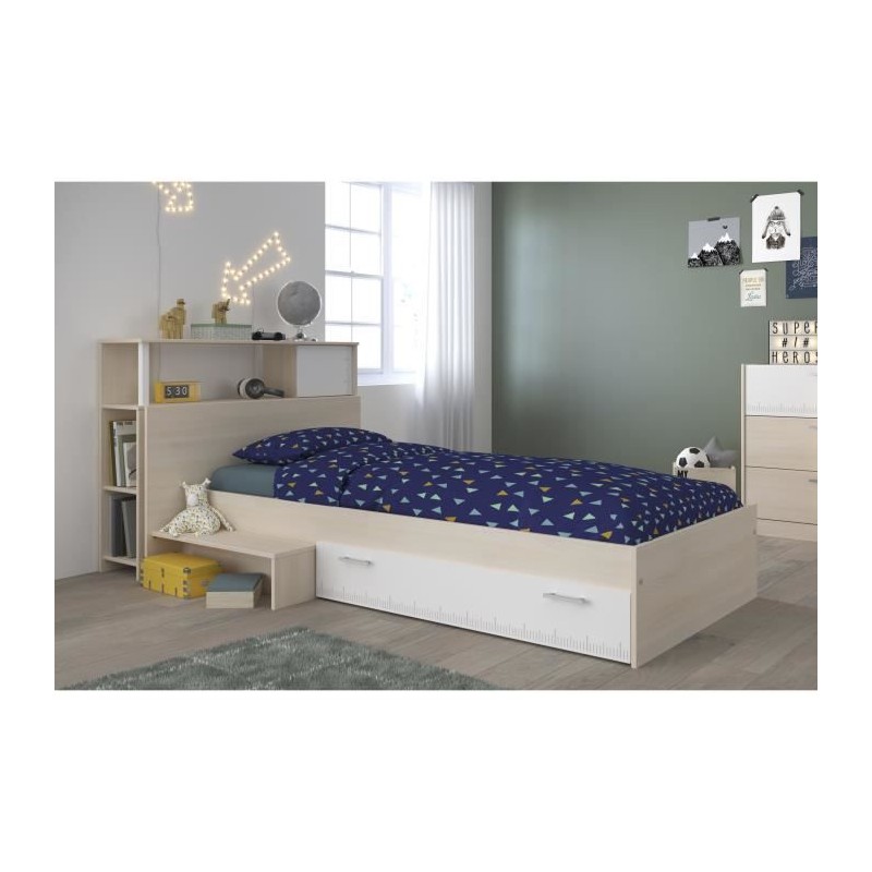 PARISOT Ensemble lit + tete de lit avec rangement - Style contemporain PARISOT Ensemble lit + tete de lit avec rangement - Style contemporain