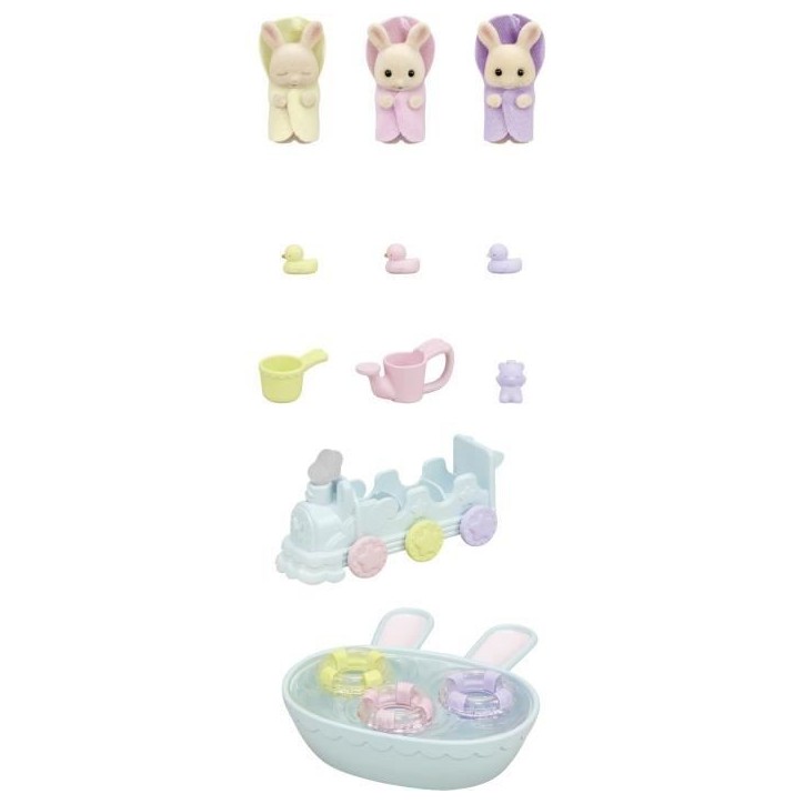 Figurines miniatures - SYLVANIAN FAMILIES - 5707 - Les triplés Lapin Creme et accessoires de bain Figurines miniatures - SYLVANIAN FAMILIES - 5707 - Les triplés Lapin Creme et accessoires de bain