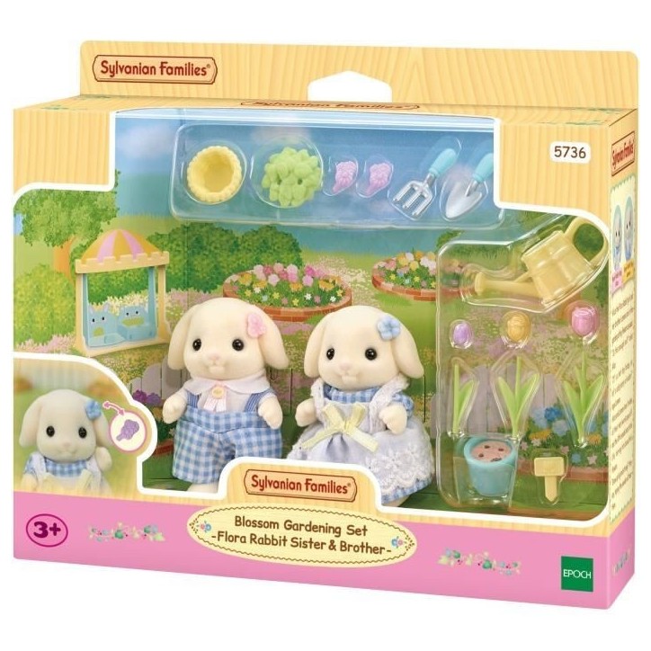 Poupée - SYLVANIAN FAMILIES - Le frere et la soeur Lapin Bélier - Jardinage - Articulés - Multicolore