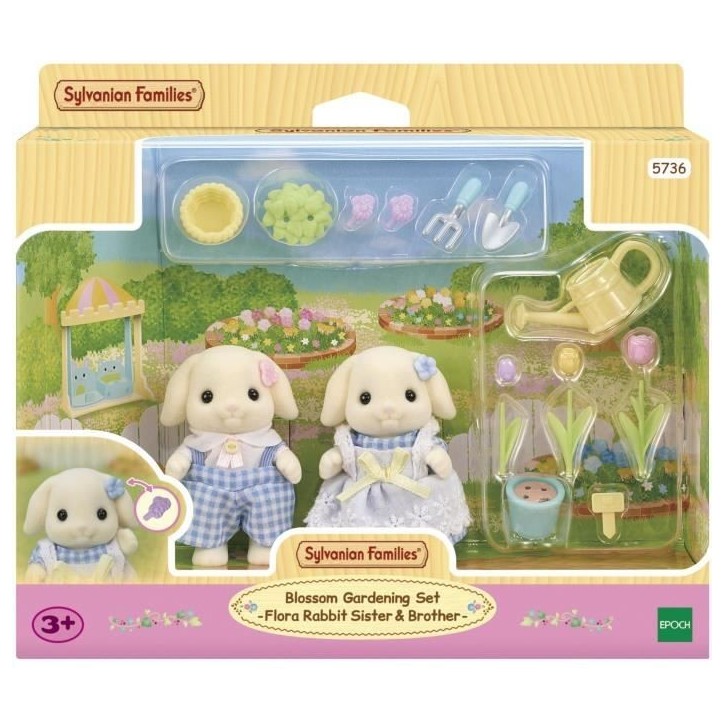 Poupée - SYLVANIAN FAMILIES - Le frere et la soeur Lapin Bélier - Jardinage - Articulés - Multicolore