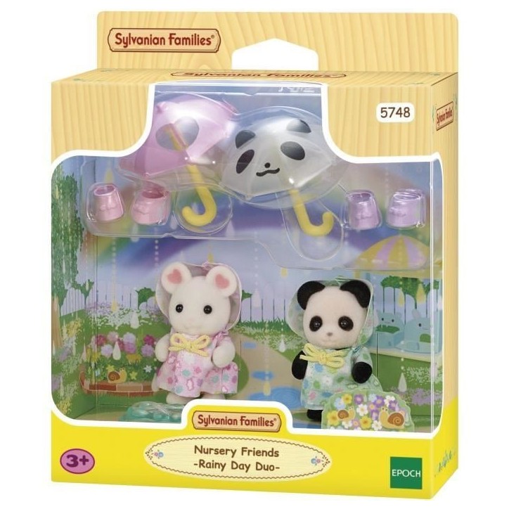 Figurines Articulées - SYLVANIAN FAMILIES - Duo Bébés en Habits de Pluie - Panda et Souris Marshmallow Figurines Articulées - SYLVANIAN FAMILIES - Duo Bébés en Habits de Pluie - Panda et Souris Marshmallow