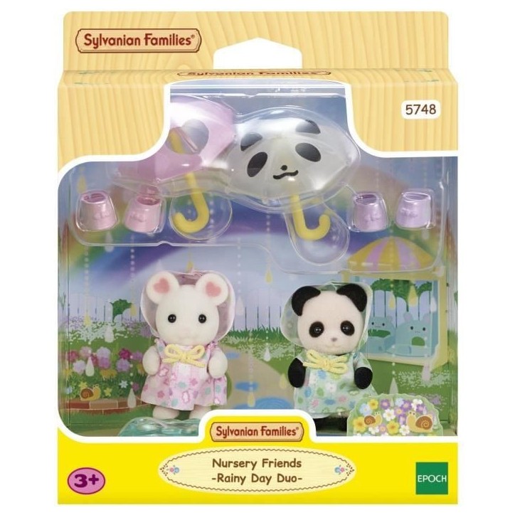 Figurines Articulées - SYLVANIAN FAMILIES - Duo Bébés en Habits de Pluie - Panda et Souris Marshmallow Figurines Articulées - SYLVANIAN FAMILIES - Duo Bébés en Habits de Pluie - Panda et Souris Marshmallow