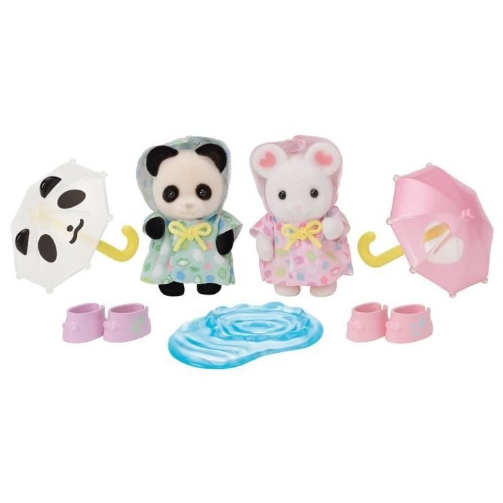 Figurines Articulées - SYLVANIAN FAMILIES - Duo Bébés en Habits de Pluie - Panda et Souris Marshmallow Figurines Articulées - SYLVANIAN FAMILIES - Duo Bébés en Habits de Pluie - Panda et Souris Marshmallow
