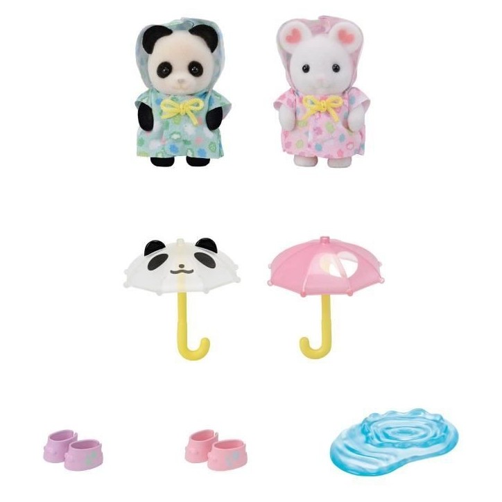 Figurines Articulées - SYLVANIAN FAMILIES - Duo Bébés en Habits de Pluie - Panda et Souris Marshmallow Figurines Articulées - SYLVANIAN FAMILIES - Duo Bébés en Habits de Pluie - Panda et Souris Marshmallow