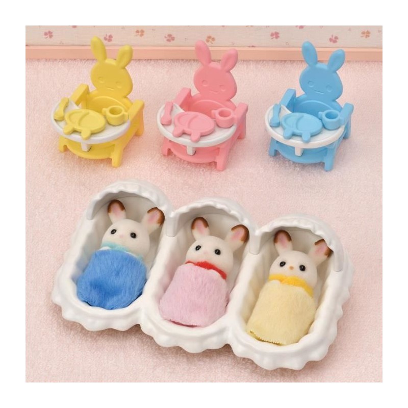 Poupée Les triplés lapin chocolat et accessoires puériculture - SYL Poupée Les triplés lapin chocolat et accessoires puériculture - SYL