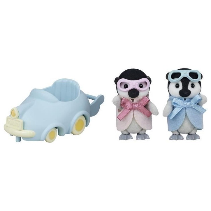 Poupée - SYLVANIAN FAMILIES - Les jumeaux Pingouin - Voiture et lunettes - Articulés Poupée - SYLVANIAN FAMILIES - Les jumeaux Pingouin - Voiture et lunettes - Articulés