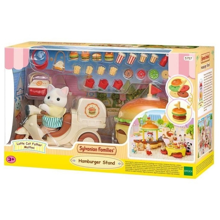 Jeu de Restauration - SYLVANIAN FAMILIES - Stand de Hamburgers - Papa Chat Latté et Scooter Jeu de Restauration - SYLVANIAN FAMILIES - Stand de Hamburgers - Papa Chat Latté et Scooter