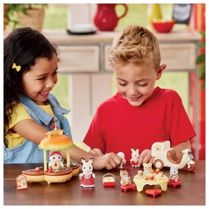Jeu de Restauration - SYLVANIAN FAMILIES - Stand de Hamburgers - Papa Chat Latté et Scooter Jeu de Restauration - SYLVANIAN FAMILIES - Stand de Hamburgers - Papa Chat Latté et Scooter